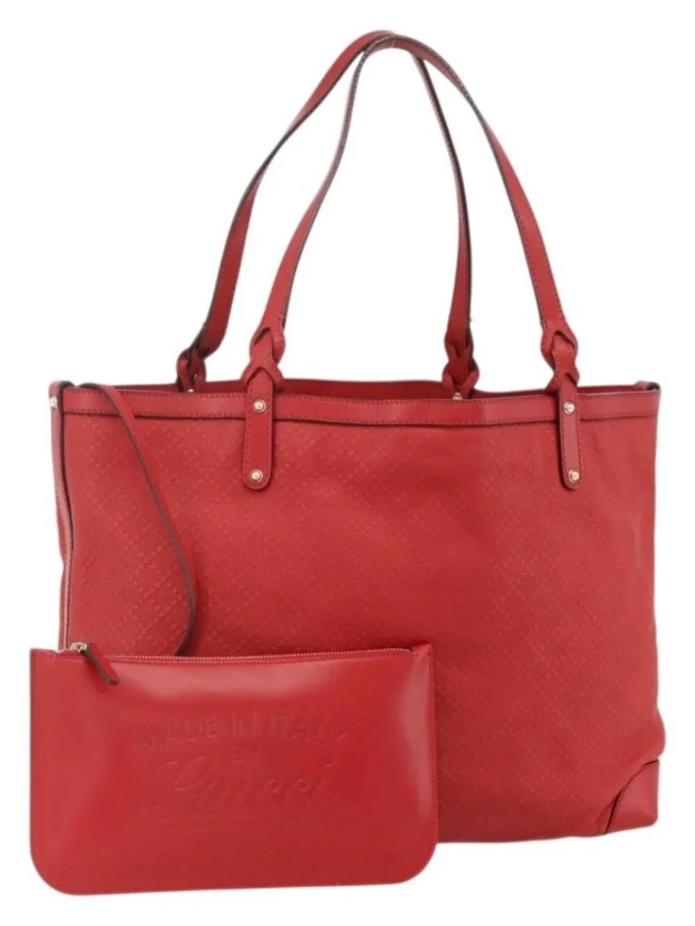 GUCCI Diamante Tote Bag PVC Red Gold 247209 Auth 175652